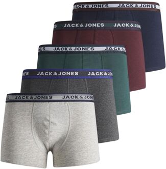 Jack & Jones Oliver Trunk Boxershorts Jongens (5-pack) licht grijs - grijs - groen - rood - donker blauw - 152