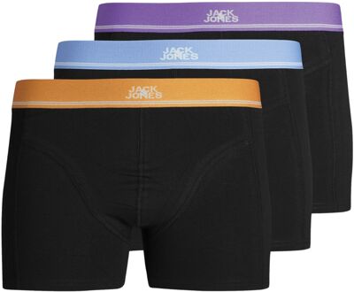 Jack & Jones Onga Solid Trunk Boxershorts Heren (3-pack) zwart - paars - blauw - geel - L