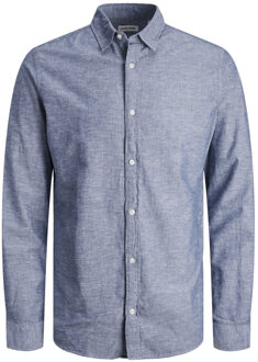 Jack & Jones Overhemden Linen Blend Blauw - maat