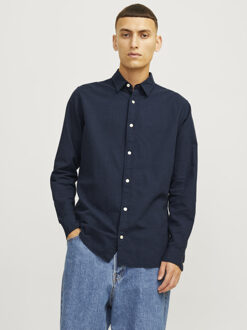Jack & Jones Overhemden Linen Blend Blauw - maat
