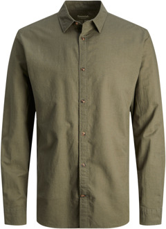 Jack & Jones Overhemden Linnen Shirt  Groen