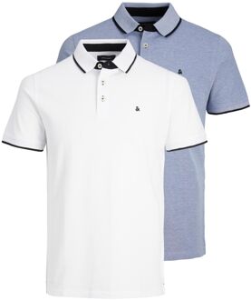 Jack & Jones Paulos Polo's SS Heren (2-pack) blauw - wit - M