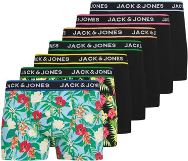Jack & Jones Pink Flowers Trunk Boxershorts Heren (7-pack) zwart - groen - geel - oranje - rood - blauw - S