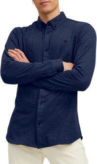 Jack & Jones Pique Melange Overhemd Heren donkerblauw - S