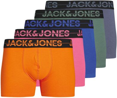 Jack & Jones Seth Solid Trunk Boxershorts Heren (5-pack) oranje - roze - blauw - groen - grijs - L