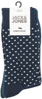 Jack & Jones Sokken heren jacvicky dot stippen print 5-pack - maat One size Blauw