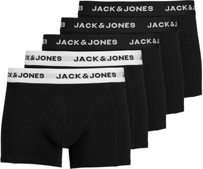 Jack & Jones Solid Trunk Boxershorts Heren (5-pack) zwart - wit - L
