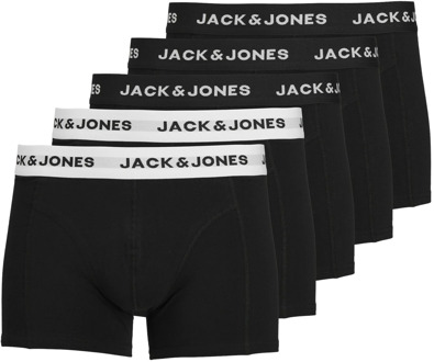 Jack & Jones Solid Trunk Boxershorts Heren (5-pack) zwart - wit - M