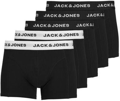 Jack & Jones Solid Trunk Boxershorts Heren (5-pack) zwart - wit - XXL