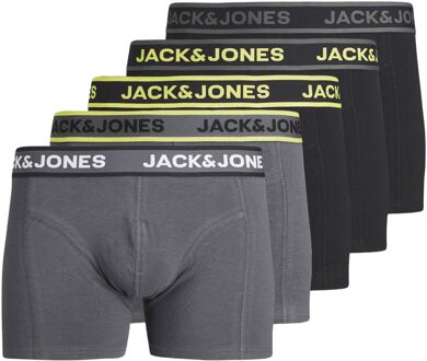 Jack & Jones Speed Solid Trunk Boxershorts Heren (5-pack) grijs - zwart - geel - L