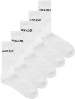 Jack & Jones Sportsokken Heren JACREGEN 5-pack Wit-One size (41-46) - One size (41-46)