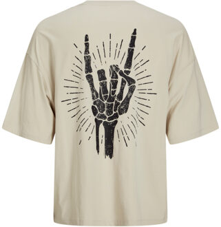 Jack & Jones Tee SS Charge Oversize Fit Tee Beige - maat