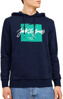 Jack & Jones Tiley Hoodie Heren donkerblauw - groen - wit - L