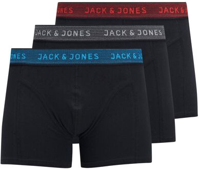 Jack & Jones Waistband Trunks Boxershorts Jongens (3-pack) zwart - blauw - rood - grijs - 164