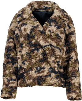 Jack met knopen van imitatiebont en print Veelkleurig