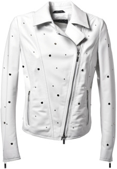 Jacket in white nappa leather Baldinini , White , Dames - L,M,S