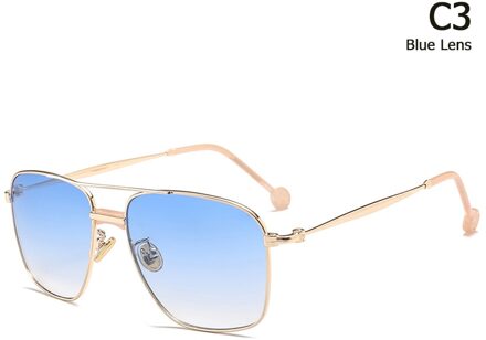 JackJad Mode Vierkante Luchtvaart Stijl Zonnebril Mannen Vrouwen Cool Tint Ocean Lens Brand Zonnebril Oculos De Sol 17038 C3 Gradient blauw