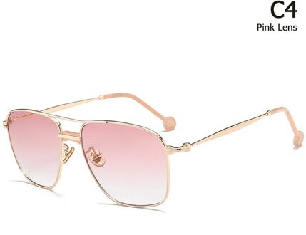 JackJad Mode Vierkante Luchtvaart Stijl Zonnebril Mannen Vrouwen Cool Tint Ocean Lens Brand Zonnebril Oculos De Sol 17038 C4 Gradient roze