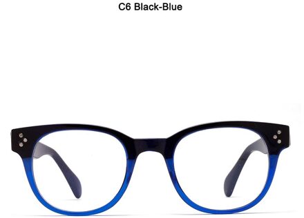 Jackjad Vrouwen Vintage Ronde Stijl Anti Blue Ray Eyewear Frame Drie Stippen Computer Brand Optische Bril Brillen 5699 C6 zwart-blauw