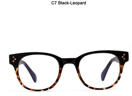 Jackjad Vrouwen Vintage Ronde Stijl Anti Blue Ray Eyewear Frame Drie Stippen Computer Brand Optische Bril Brillen 5699 C7 zwart-luipaard