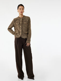 JACKS Tweed Jasje Lange Mouwen Met Knoopsluiting Bruin