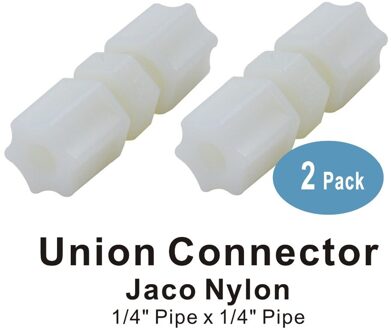 Jaco Nylon Unie Connector 1/4-Inch x 1/4-Inch Buisleidingen voor Omgekeerde Osmose Systemen en Water Filter -2 PACK