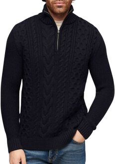 Jacob Cable Knit Half Zip Trui Heren - XL