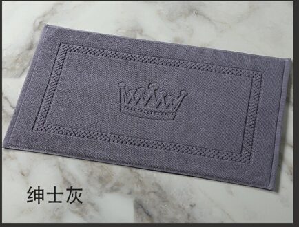 Jacquard Cotton Towel Crown Bathroom Mat Floor Pad Non-slip Absorbent Towel Mat kroon grijs