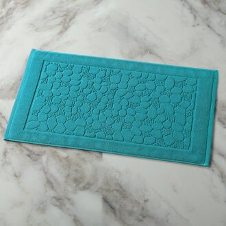 Jacquard Cotton Towel Crown Bathroom Mat Floor Pad Non-slip Absorbent Towel Mat stone pauw blauw