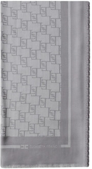 Jacquard Monogram Sjaal Elisabetta Franchi , Gray , Dames - ONE Size
