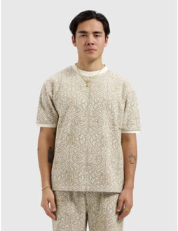 Jacquard pattern tee Beige - S