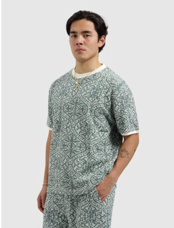 Jacquard pattern tee emerald Groen - M