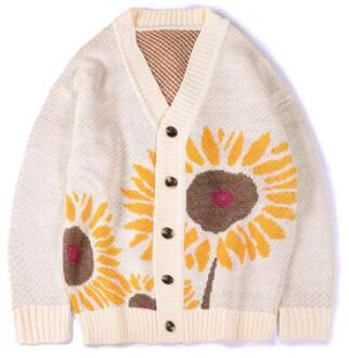 Jacquard Trui Mannen Herfst Winter V Kraag Lange Mouwen Losse Vest Jas Man Gebreide Truien W1330 Beige / Xl