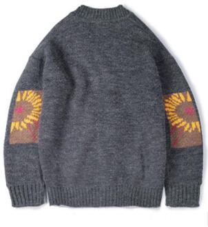 Jacquard Trui Mannen Herfst Winter V Kraag Lange Mouwen Losse Vest Jas Man Gebreide Truien W1330 zwart grijs / Xxl