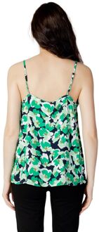 Jacqueline de Yong Bloemen Cami Top Mouwloos V-hals Donkergroen - EU 38 / UK 10