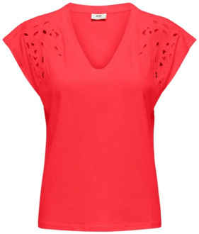 Jacqueline de Yong Casual Katoenen T-shirt Jacqueline de Yong , Red , Dames - M,S,Xs