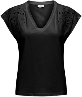 Jacqueline de Yong Casual Katoenen T-Shirt voor Vrouwen Jacqueline de Yong , Black , Dames - L,M,S,Xs