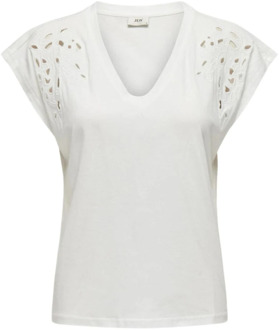 Jacqueline de Yong Casual Katoenen T-Shirt voor Vrouwen Jacqueline de Yong , White , Dames - M,S