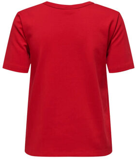 Jacqueline de Yong Catie s/s heavy emb top Rood - XL