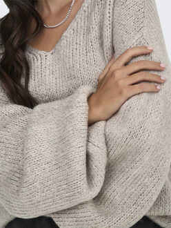 Jacqueline de Yong dinea l/s reversible pullover kn 15334709 chateau gray - maat L Ecru