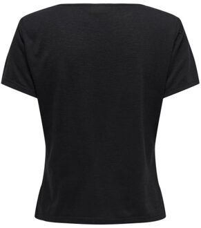 Jacqueline de Yong Dora dodo s/s v-neck glitter top Zwart - M