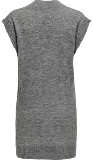 Jacqueline de Yong Elanora s/l v-neck slit vest Houtskool