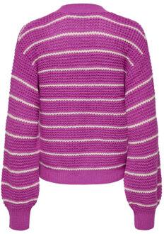 Jacqueline de Yong Ellen l/s v-neck stripe cardigan Roze