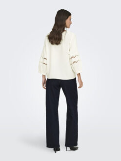 Jacqueline de Yong hannah life 3/4 lace top wvn 15368619 cloud dancer - maat M Ecru