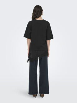Jacqueline de Yong Jdyalma 2/4 lace detail t-shirt jrs Zwart - M