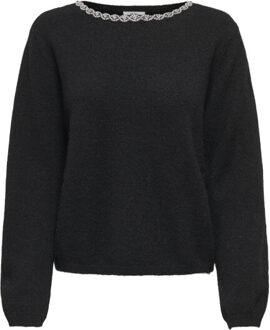 Jacqueline de Yong Jdyalva life ls embellish pullover knt - Zwart - M