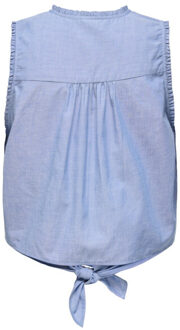 Jacqueline de Yong Jdybella sl emb knot shirt wvn exp blue denim Blauw - M