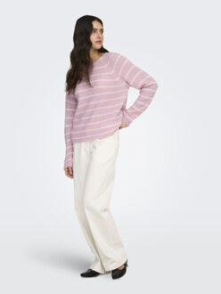 Jacqueline de Yong Jdyellen ls oneck raglan pullover knt licht Roze - XL