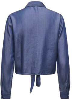 Jacqueline de Yong Jdyjasper ls knot shirt wvn blue denim Blauw