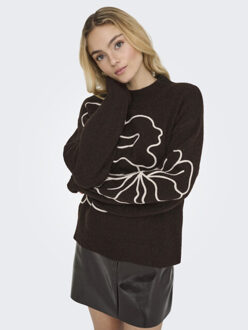 Jacqueline de Yong Jdyjella ls flower pullover knt noos dessin Bruin - 38